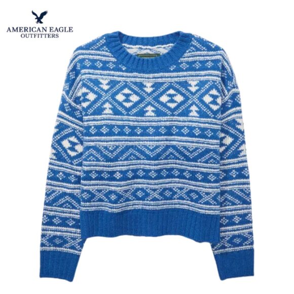 American Eagle Outfitters Sweaters - American Eagle Fair Isle Blue and White Sweater Woman's Size XS